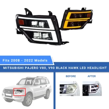 Mitsubishi Pajero Black Hawk LED Headlights - Beyond Auto Accessories - baashops.com