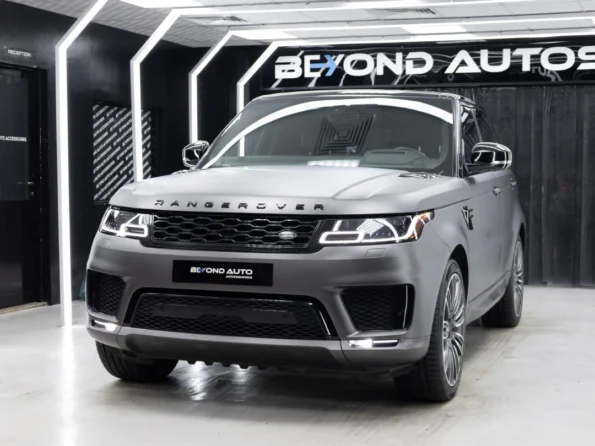 Custom vinyl wrap applied to a Range Rover Sport
