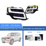 Mitsubishi Pajero Black Hawk Headlights V2 - Beyond Auto Accessories - baashops.com
