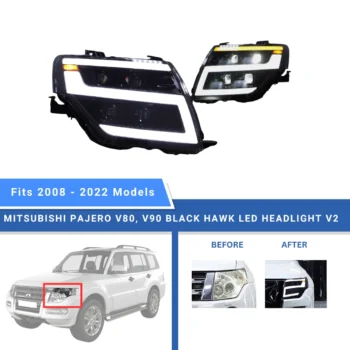 Mitsubishi Pajero Black Hawk Headlights V2 - Beyond Auto Accessories - baashops.com