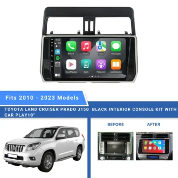 Toyota Land Cruiser Prado J150 Black Interior Console Kit With Car Play 10 inch - Beyond Auto Accessories - baashops.com