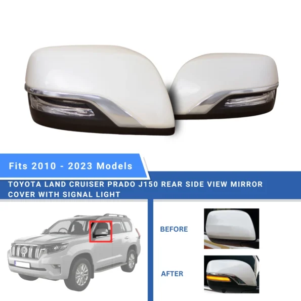 Toyota Prado J150 Rear Side View Mirror Cover with Signal Light - Beyond Auto Accessories - baashops.com